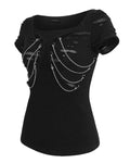 Devil Fashion Womens Dark Punk Chained T-Shirt Top