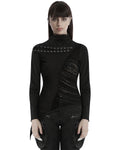 Punk Rave Daily Life Womens Asymmetric Apocalyptic Spliced Mesh Top