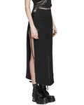 Punk Rave Daily Life Dark Punk Cross Side-Split Maxi Skirt