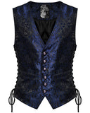 Punk Rave Mens Gothic Aristocrat Formal Jacquard Waistcoat Vest - Blue