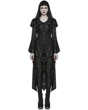 Punk Rave Womens Long Gothic Witch Broken Knit Hooded Jacket