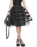 Devil Fashion Womens Gothic Punk Lolita Caged Mesh 2 Piece Crinoline Hoop Skirt