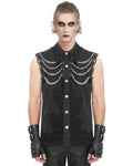 Devil Fashion Mens Wasteland Punk Destroyed Mesh Chained Sleeveless Vest Shirt