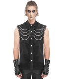 Devil Fashion Mens Wasteland Punk Destroyed Mesh Chained Sleeveless Vest Shirt