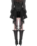 Eva Lady Womens Elegant Gothic Crucifix Embellished Corset With Fringed Mesh Train