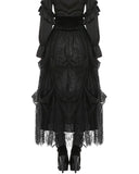 Dark In Love Womens Long Gothic Corset-Waist Velvet & Lace Applique Maxi Skirt