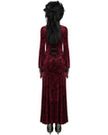 Punk Rave Womens Long Baroque Gothic Embossed Velvet Maxi Dress - Red