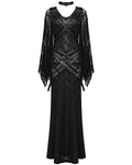 Punk Rave Womens Gothic Lace Batwing Caped Maxi Dress