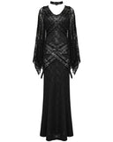 Punk Rave Womens Gothic Lace Batwing Caped Maxi Dress