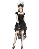 Dark In Love Gothic Velvet & Lace Train Cutaway Party Dress