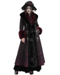 Eva Lady Womens Long Dark Gothic Lolita Winter Coat With Faux Fur Trim