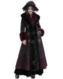 Eva Lady Womens Long Dark Gothic Lolita Winter Coat With Faux Fur Trim