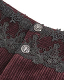 Devil Fashion Mens Regency Gothic Embellished Corduroy Dress Pants - Red