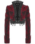 Dark In Love Elegant Gothic Vampire Velvet Bolero Shrug - Red & Black