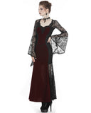 Dark In Love Wynterine Gothic Velvet Maxi Dress - Black & Red