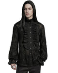 Punk Rave Mens Romantic Gothic Dark Floral Lace Ruffled Poet Shirt