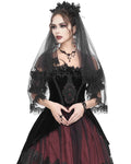 Eva Lady Dark Gothic Wedding Flowered Veil