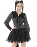 Dark In Love Womens Gothic Peter Pan Collar Striped Blouse Top