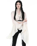 Dark In Love Womens Romantic Steampunk Flared Lace Sleeve Blouse Top - Vintage Off-White