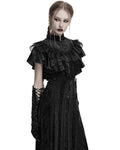 Punk Rave Daily Life Womens Long Gothic Crushed Velvet & Lace Bolero Cape - Black