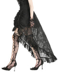 Dark In Love Long Gothic Lace Contrast Hitch-Hem Maxi Bustle Corset Skirt