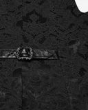 Punk Rave Mens Dark Victorian Gothic Damask Jacquard Waistcoat Vest - Black