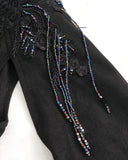 Eva Lady Womens Regency Gothic Damask Beaded Lace Applique Cloak Top