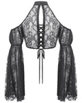 Dark In Love Womens Gothic Lace Cutout Flared Sleeve Bolero Shrug Top