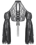 Dark In Love Womens Gothic Lace Cutout Flared Sleeve Bolero Shrug Top