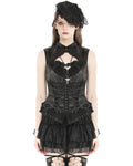 Dark In Love Womens Gothic Burlesque Lace-Up Sleeveless Blouse Top