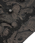 Devil Fashion Mens Regency Gothic Steampunk Paisley Velvet Waistcoat Vest Brown