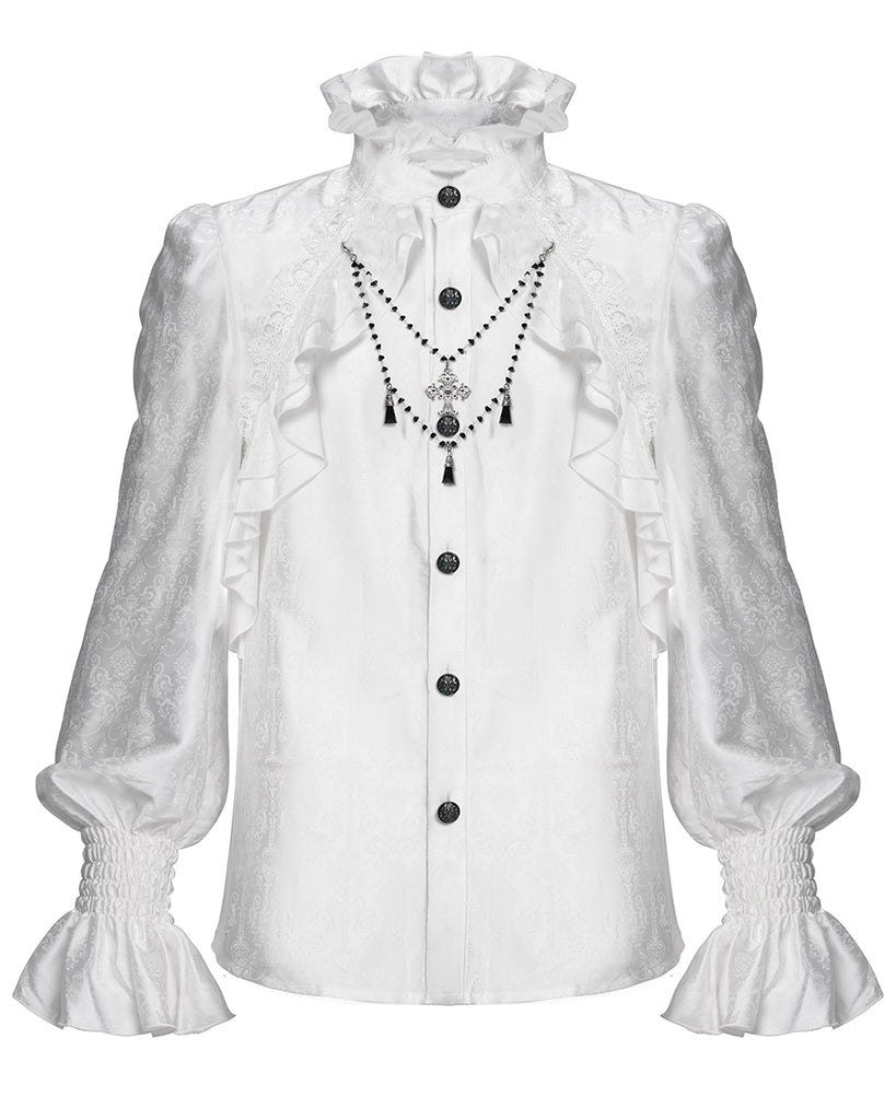 Devil Fashion Mens Gothic Vampire Beaded Crucifix Jacquard Dress Shirt – Violent Delights Devil Fashion Mens Gothic Vampire Beaded Crucifix Jacquard Dress Shirt – Violent Delights