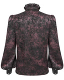 Devil Fashion Mens Dark Gothic Aristocrat Studded Jacquard Dress Shirt - Red & Black