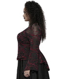 Punk Rave Plus Size Womens Gothic Flocked Mesh Tunic Top - Black & Red