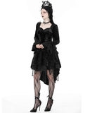 Dark In Love Victorian Gothic Dovetail Velvet & Lace Hi-Low Dress