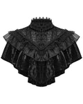 Punk Rave Daily Life Womens Long Gothic Crushed Velvet & Lace Bolero Cape - Black