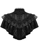Punk Rave Daily Life Womens Long Gothic Crushed Velvet & Lace Bolero Cape - Black