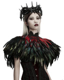 Punk Rave Womens Gothic Burlesque Feathered Shawl Cape - Black & Red