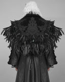 Devil Fashion Mens Gothic Aristocrat Chained & Feathered Shoulder Cape Cloak