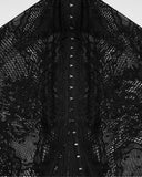 Punk Rave Womens Long Gothic Lace Hooded Ruched Maxi Dress