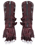 Devil Fashion Mens Dark Punk Spiked Mesh Armwarmer Gloves - Red