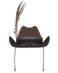 Devil Fashion Mens Steampunk Stetson Feathered Cowboy Hat - Brown