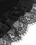 Eva Lady Baroque Gothic Velvet Feathered Rose Embellished Blouse Top - Black