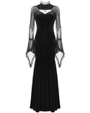 Punk Rave Womens Regency Gothic Velvet & Mesh Beaded Evening Dress