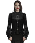 Punk Rave Daily Life Gothic Gradient Velvet Bat Collar Blouse Top - Black