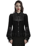 Punk Rave Daily Life Gothic Gradient Velvet Bat Collar Blouse Top - Black