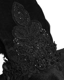 Eva Lady Womens Baroque Gothic Fringed & Feathered Pointed Velvet Witch Hat