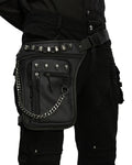 Punk Rave Unisex Cyberpunk Chained Skull Studded Hip Bag Waist Pack Belt