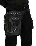 Punk Rave Unisex Cyberpunk Chained Skull Studded Hip Bag Waist Pack Belt