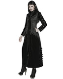 Punk Rave Womens Long Gothic Velvet & Jacquard Court Coat